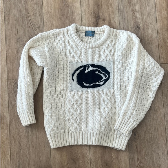 Penn State Cable Knit Wool Cream Sweater